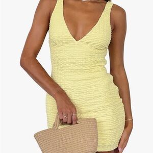 Homecoming dress! Yellow Textured Sleeveless Bodycon Mini Dress